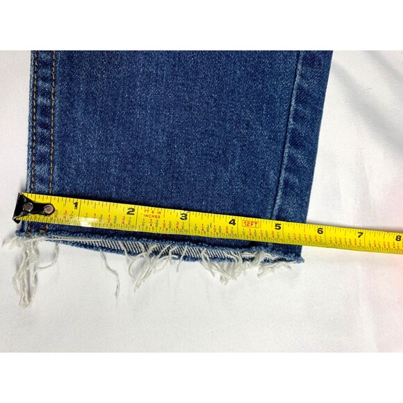 NWT RE/DONE High Rise Ankle Crop Stretch Jeans Size 30 Blue Dark Wash Button Fly - Picture 9 of 13